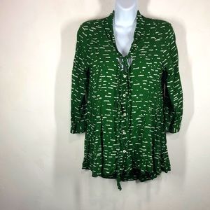 Maeve Anthropologie green tie blouse size small